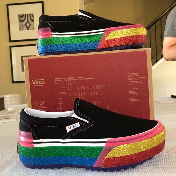 Vans | Shoes | Vans Classic Slipon Platform Glitter Womens 7 | Poshmark